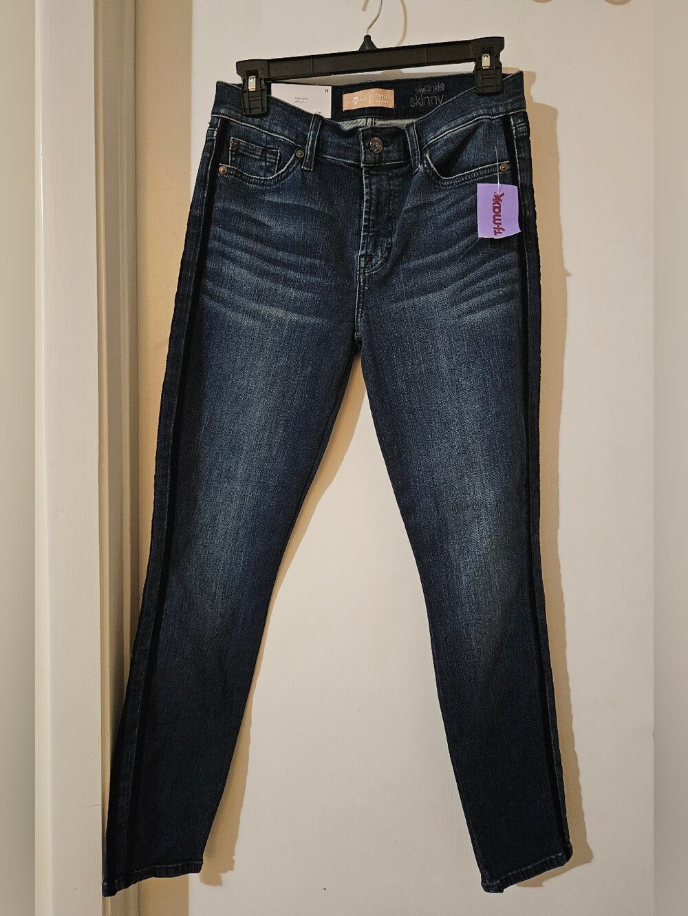 7 For All Mankind Ankle Skinny Jeans Womens 28 Blue b(air) Authentic NWT $219
